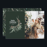 Grönt modern elegant vattenfärg botanisk skorpa julkort<br><div class="desc">Gröntens moderna elegant: Torkad botanisk blommigt i rustik vattenfärg muterade färg helgdag julkort.</div>