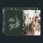 Grönt modern elegant vattenfärg botanisk skorpa julkort<br><div class="desc">Gröntens moderna elegant: Torkad botanisk blommigt i rustik vattenfärg muterade färg helgdag julkort.</div>