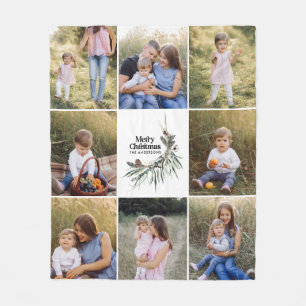 Grönt modern elegant vattenfärg botaniskt 8 foto fleecefilt