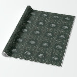 Grönt modern elegant vattenfärg botaniskt presentpapper<br><div class="desc">Mörk grönt,  modern elegant,  torkad botanisk blommigt i rustik vattenfärg muterade färg helgdag juldekoration.</div>