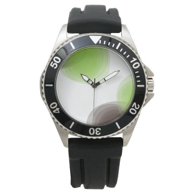 Grönt, modern, enkel abstrakt, blombild armbandsur (Framsida)