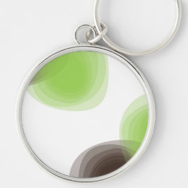 Grönt, modern, enkel abstrakt, blombild rund silverfärgad nyckelring