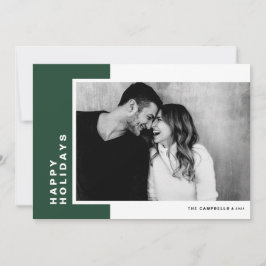 Grönt Modern Färg Block Glad helg Photo Julkort