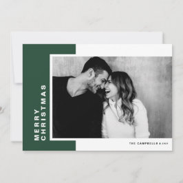 Grönt Modern Färg Block God jul Photo Julkort