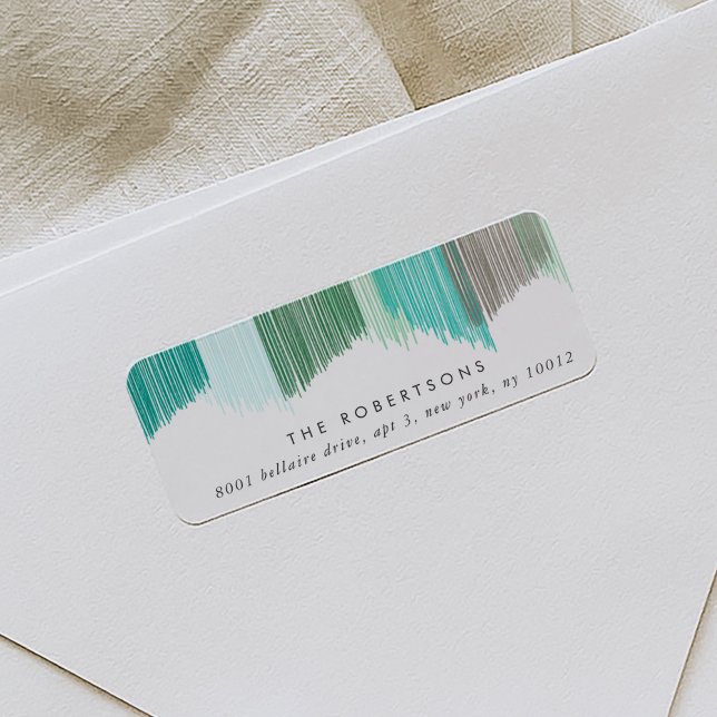 Grönt Modern Fringe Returetiketter Returadress Etikett (Green modern fringe return address labels.)