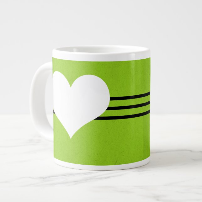 Grönt Modern Heart Jumbo Mugg (Framsida vänster)
