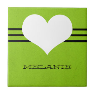 Grönt Modern Heart Tile Kakelplatta