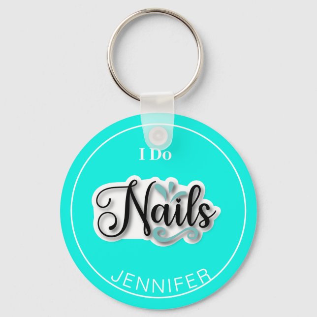 Grönt Modern I Do Nagel Nail Technician Keychain Nyckelring (Framsida)