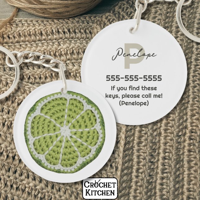 Grönt Modern Minimal Fresh Crochet Lime Slice (Skapare uppladdad)