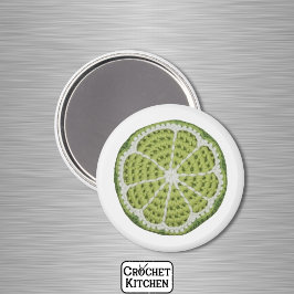 Grönt Modern Minimal Fresh Crochet Lime Slice Magnet