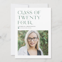 Grönt Modern Minimalistklass 2022 Studenten Inbjudningar