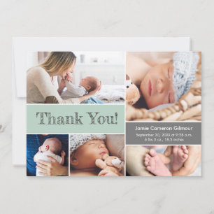 Grönt Modern Photos Baby Shower Tack Kort