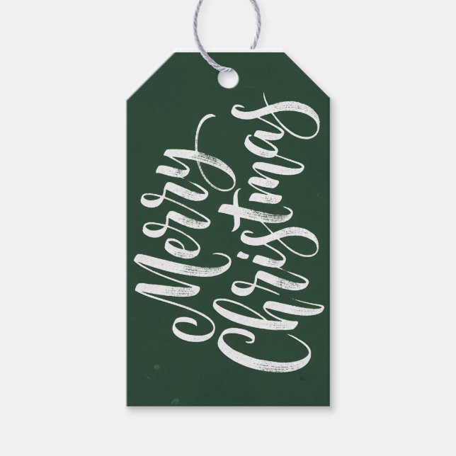 Grönt Modern Simple Script God jul Gift Presentetikett (Framsidan)