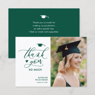 Grönt Modern skribentfotominimalistisk Studenten Tack Kort