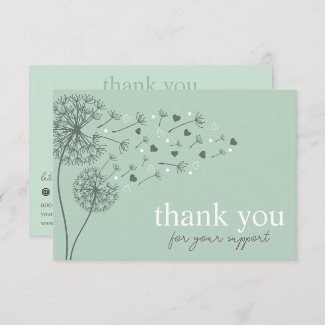 Grönt Modern skript QR-kod, Tack Business Tilläggskort (Fram/baksida)