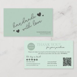 Grönt Modern skript QR-kod, Tack Visitkort