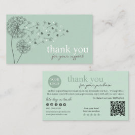 Grönt Modern skript QR-kod, Tack Visitkort