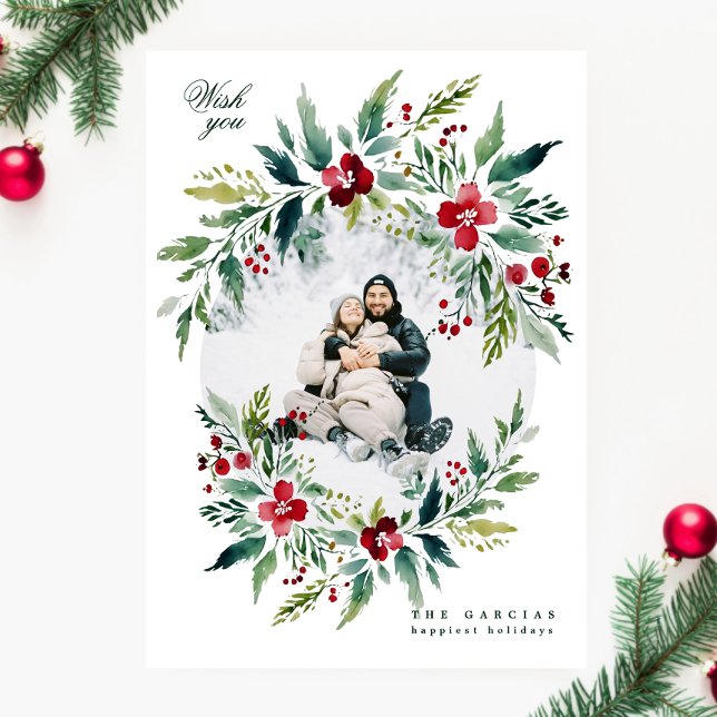 grönt modern stor andedräkt ett foto god jul julkort (Skapare uppladdad)