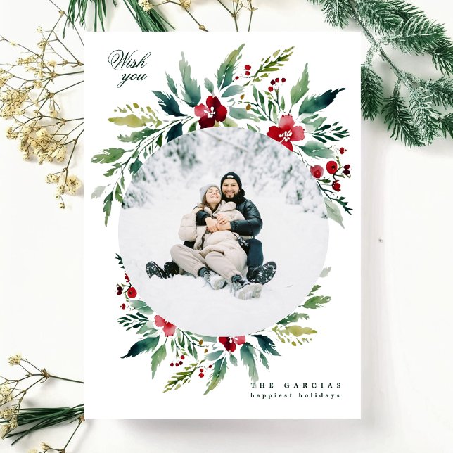 grönt modern stor andedräkt ett foto god jul julkort (Skapare uppladdad)