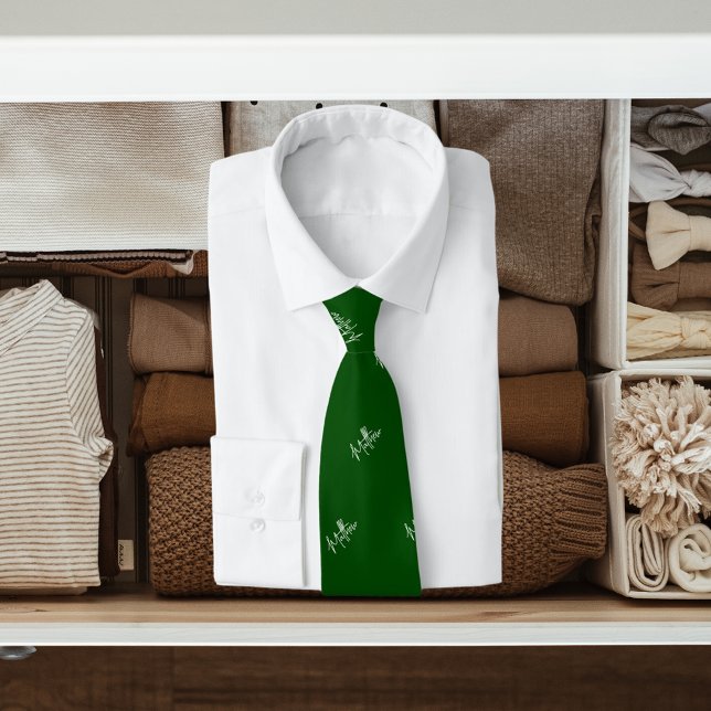 Grönt, modernt skript för namn mönster i slips (Skapare uppladdad)