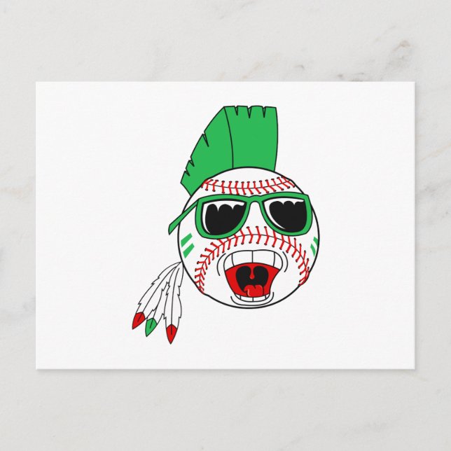 Grönt mohawk baseball vykort (Framsida)