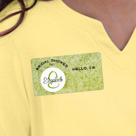 Grönt Möhippa Monogram Papper etikett Namn bricka Fraktsedel