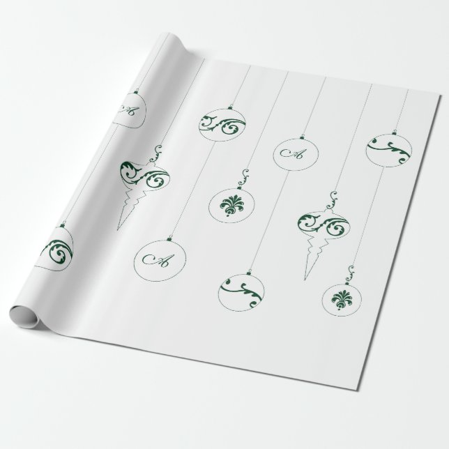 Grönt Monogram Bauble Hanging Ornaments jul Presentpapper (Utrullad)