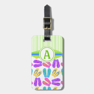 Grönt Monogram Flinflip flops och Surfboard Beach Bagagebricka