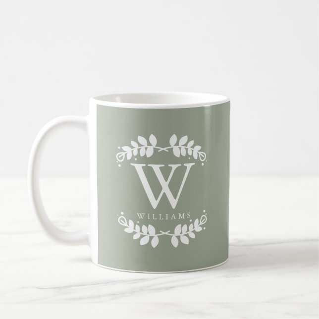 Grönt Monogram för vacker sage Kaffemugg (Vänster)