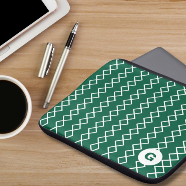Grönt Monogram Geometric Laptop sleeve (Skapare uppladdad)