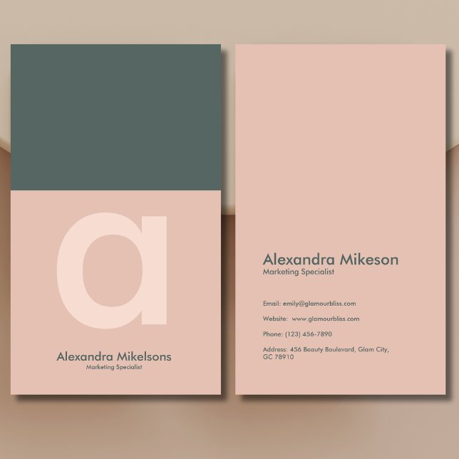 Grönt Monogram - minimalistisk modern Professionel Visitkort (Skapare uppladdad)