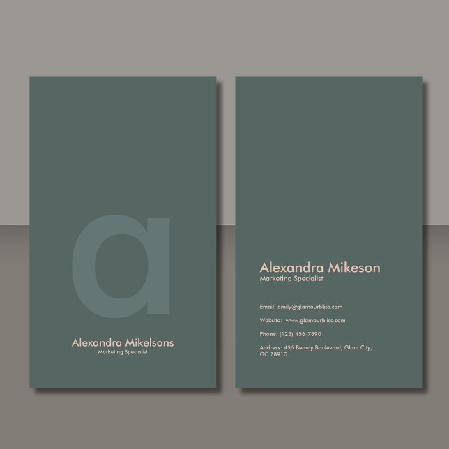 Grönt Monogram - minimalistisk modern Professionel Visitkort (Skapare uppladdad)