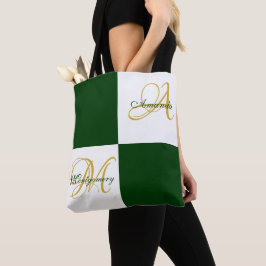 Grönt Monogram Modern Snyggt Elegant Initial Tote Tygkasse