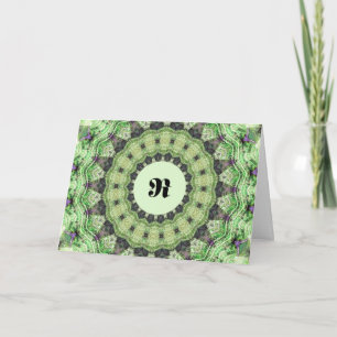 Grönt Monogram R-kort, Tack Gift, Mandella Kort