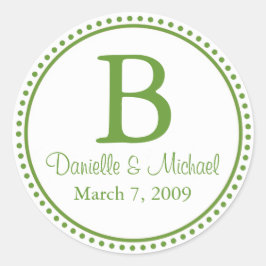 Grönt Monogram Runt Klistermärke