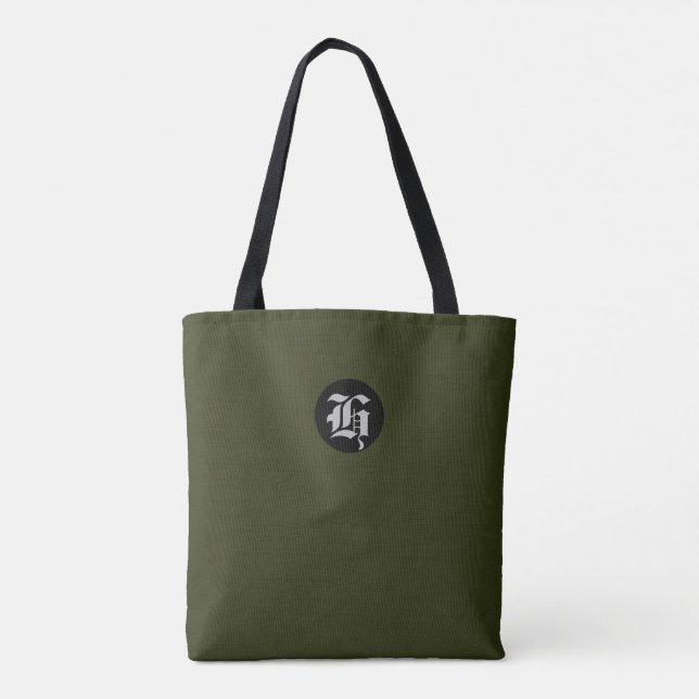 Grönt Monogram Tote Bag Tygkasse (Baksida)