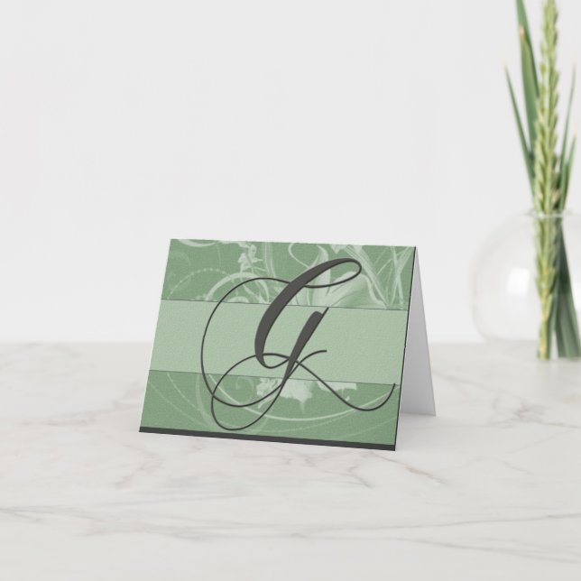 Grönt monogramkort för vis man - initialt G Anteckningskort (Framsida)