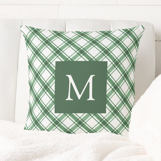 Grönt Monogrammad Kudde (Green Monogrammed Throw Pillow
)