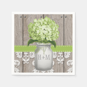 Grönt Monogrammed Hydrangea Mason Burk Pappersservett