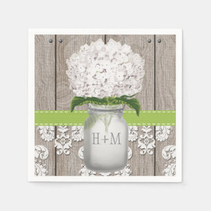 Grönt Monogrammed Hydrangea Mason Burk Pappersservett
