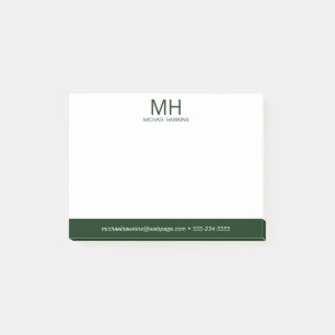 Grönt Monogrammed Manar Post-it Block