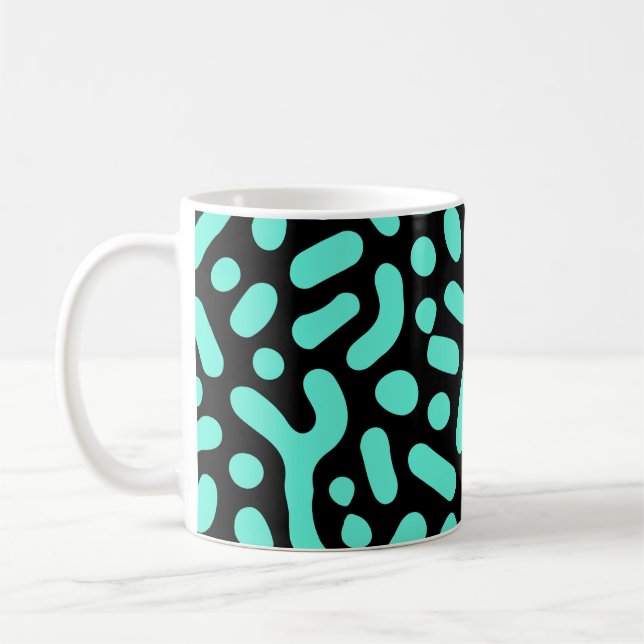 Grönt Monokromatiska geometriska former Kaffemugg (Vänster)