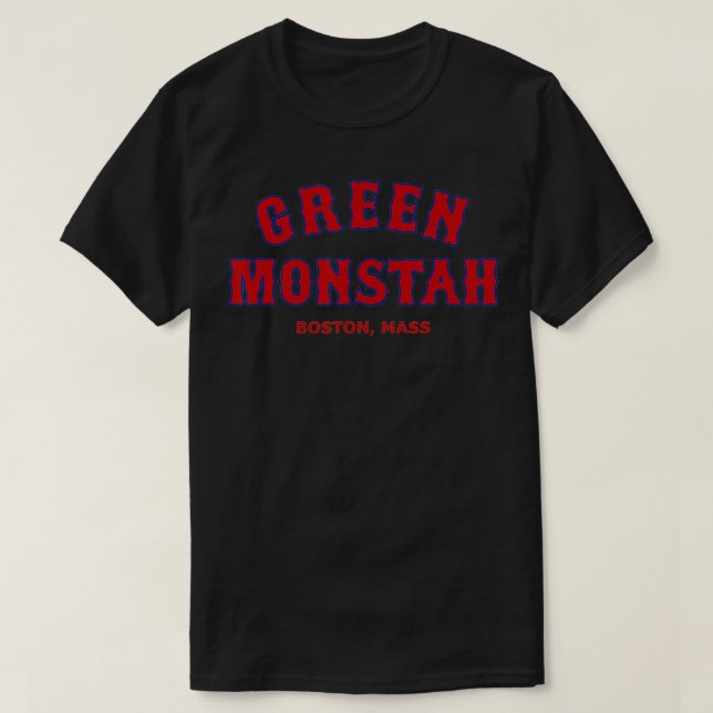 Grönt Monstah Funny Boston Mass New England Sports T Shirt (Design framsida)