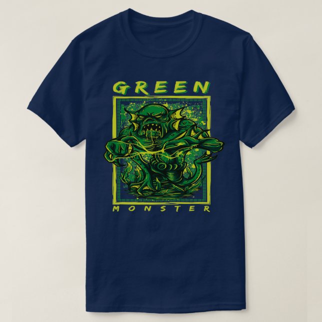 Grönt Monster 1 T Shirt (Design framsida)