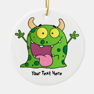 Grönt monster (anpassadet) julgransprydnad keramik