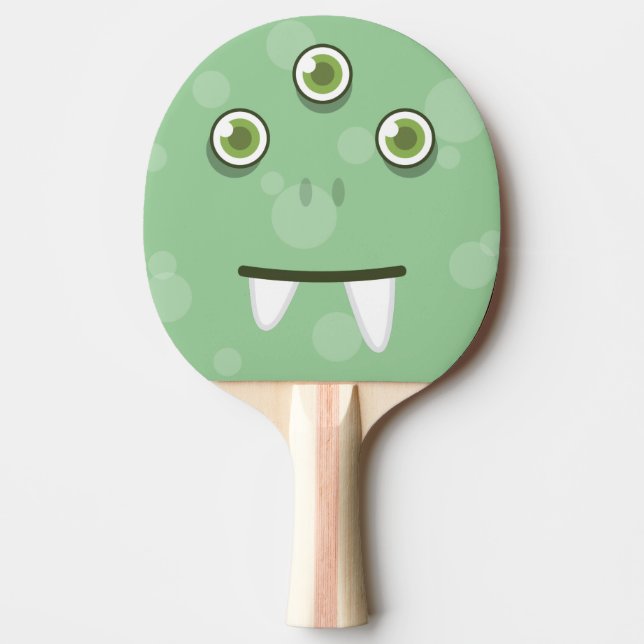 Grönt Monster Ansikte Ping Pong Paddle Pingisracket (Framsidan)