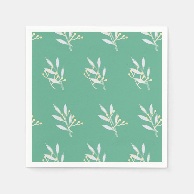 Grönt Mönster Cocktail Pappra Napkins Pappersservett (Framsidan)