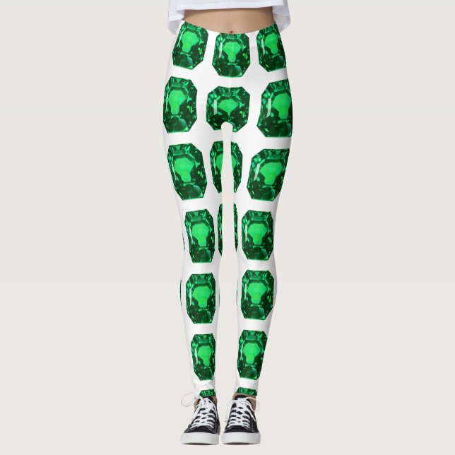 Grönt Mönster Emerald Leggings (Framsida)