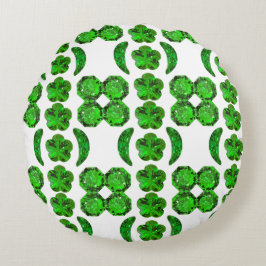 Grönt Mönster Emerald Rund Kudde