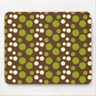 Grönt mönster för vitbruntpolka dots musmatta